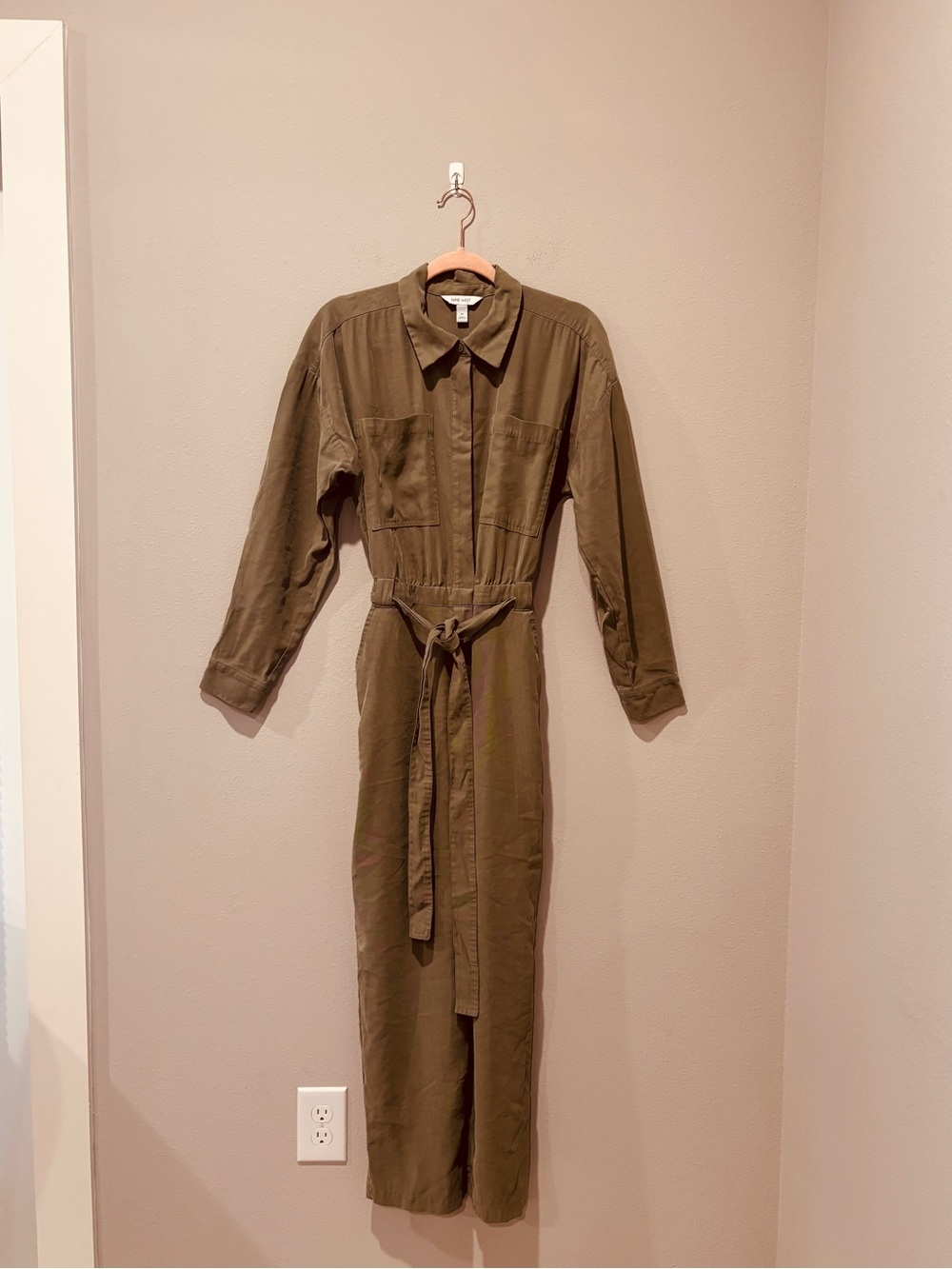 Nine West Olive Utility Tie-Waist Jumpsuit